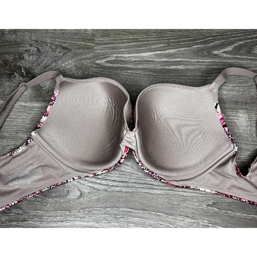 Victoria's Secret Push Up Pigeonnant Bra Tan Pink‎ Black Butterfly 34D